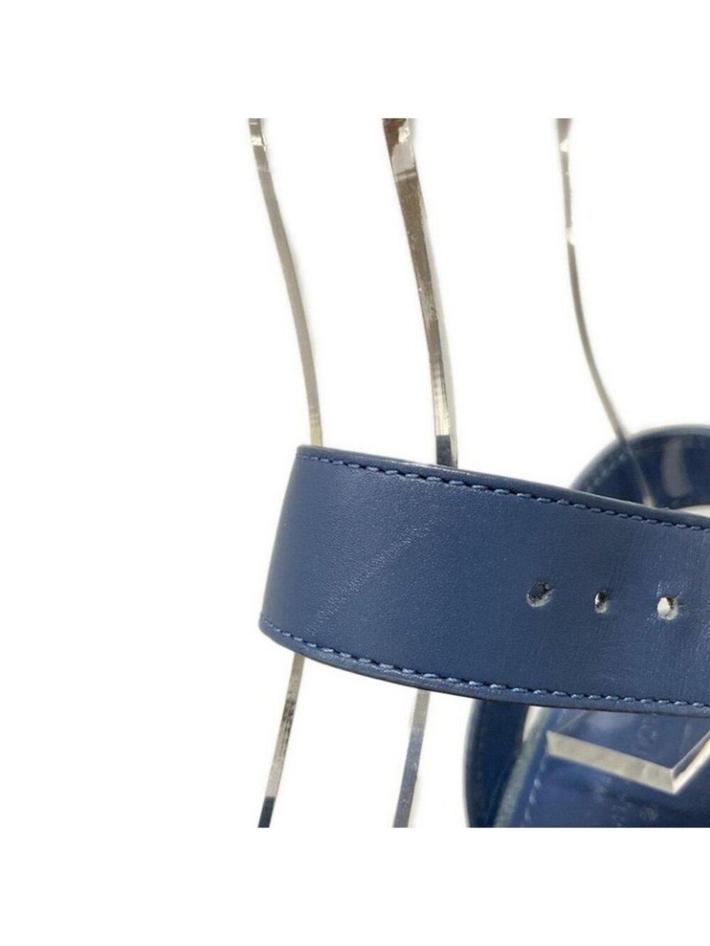 Louis Vuitton Sandals 35 Navy Ivory Wedge Sole Leather - Picture 7 of 8